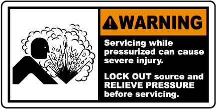 Lock Out and Relieve Pressure Label