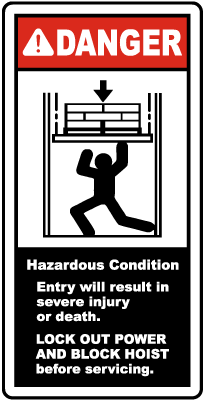 Lock Out Power & Block Hoist Label