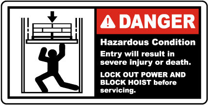 Lock Out Power & Block Hoist Label