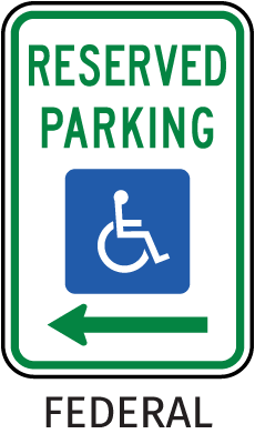 Federal Handicap Parking Sign (Left Arrow)