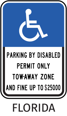 3M Reflective SO FLORIDA State Specified Disabled Parking Sign Municipal Grade 