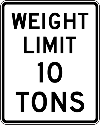 Weight Limit 10 Tons Sign