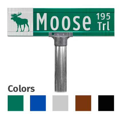 Extruded Blade with option for 1 color image plus suffix and street number.