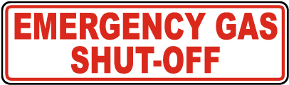 Emergency Gas Shut-Off Sign