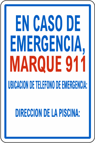 Texas Spanish In Case Of Emergency Pool Sign