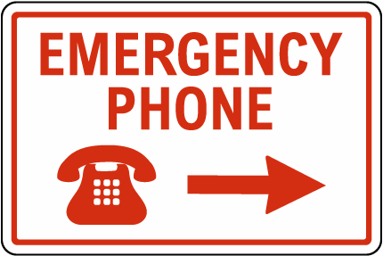 Texas Emergency Phone Right Arrow Sign