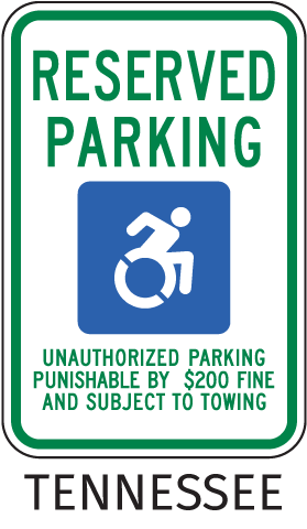 Tennessee Accessible Parking Sign