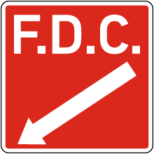 F.D.C. w/ Diagonal Down Arrow (Left) Sign