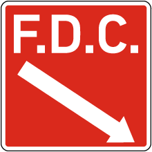 F.D.C. w/ Diagonal Down Arrow (Right) Sign