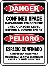 Bilingual Check Oxygen Level Before & During Entry Sign