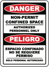 Bilingual Danger Non-Permit Confined Space Sign