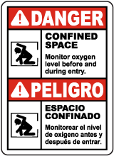 Bilingual Monitor Oxygen Level Before Entry Sign