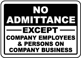 Except Company Employees Sign