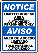 Bilingual Limited Access Area Sign