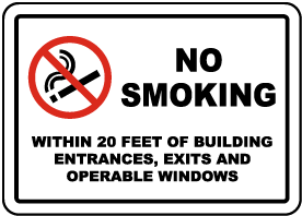 No Smoking Within 20 Feet Sign