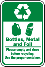 Bottles, Metal, Foil Recycle Label