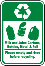 Milk, Juice Cartons, Metal Recycle Label