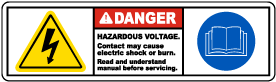 Hazardous Voltage Read Manual Label