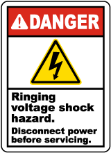 Ringing Voltage Shock Hazard Label