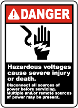 Hazardous Voltage Disconnect Label