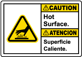 Bilingual Caution Hot Surface Label
