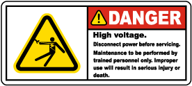 Danger High Voltage Disconnect Label
