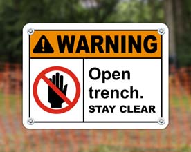 Open Trench Safety Signs