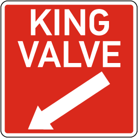 King Valve w/ Diagonal Down Arrow (Left) Sign