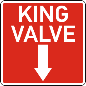 King Valve Down Arrow Sign