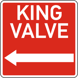 King Valve Left Arrow Sign
