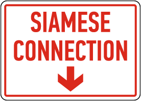 Siamese Connection Down Arrow Sign