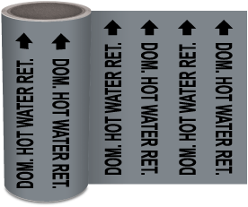 Dom. Hot Water Ret. Continuous Pipe Marker on a Roll