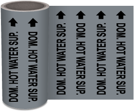 Dom. Hot Water Sup. Continuous Pipe Marker on a Roll
