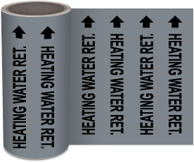 Heating Water Ret. Continuous Pipe Marker on a Roll