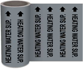 Heating Water Sup. Continuous Pipe Marker on a Roll