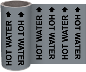 Hot Water Continuous Pipe Marker on a Roll