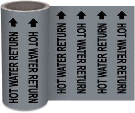 Hot Water Return Continuous Pipe Marker on a Roll