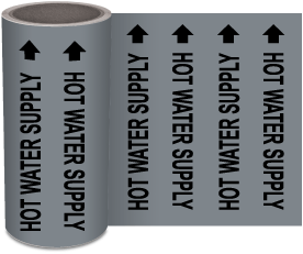 Hot Water Supply Continuous Pipe Marker on a Roll