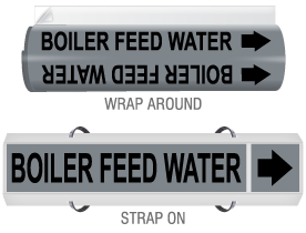 Boiler Feed Water High-Performance Wrap Around and Strap-On Pipe Marker