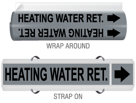 Heating Water Ret. High-Performance Wrap Around and Strap-On Pipe Marker