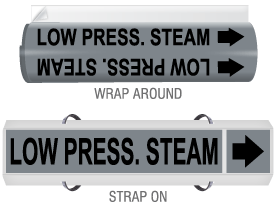 Low Press. Steam High-Performance Wrap Around and Strap-On Pipe Marker