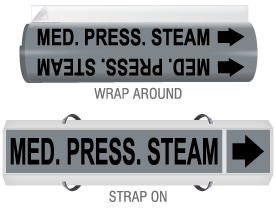 Med. Press. Steam High-Performance Wrap Around and Strap-On Pipe Marker