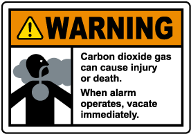 Warning Carbon Dioxide Gas Vacate Immediately Sign