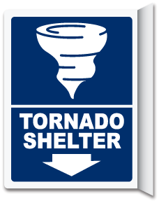 Tornado Shelter Down Arrow 2-Way Sign