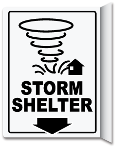 Storm Shelter Down Arrow 2-Way Sign