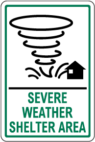 Severe Weather Shelter Area Sign