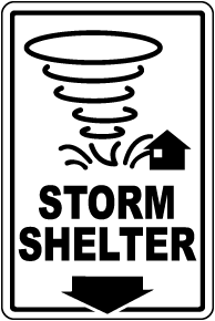 Storm Shelter Down Arrow Sign