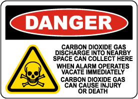 Danger Carbon Dioxide Vacate Immediately Sign