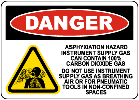 Danger Carbon Dioxide Asphyxiation Hazard Sign