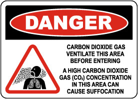 Danger High Carbon Dioxide Concentration Sign